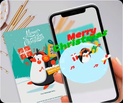 AR Christmas card playing on a phone