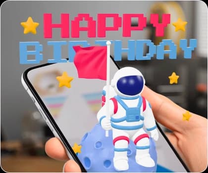 AR birthday card with a 3D astronaut